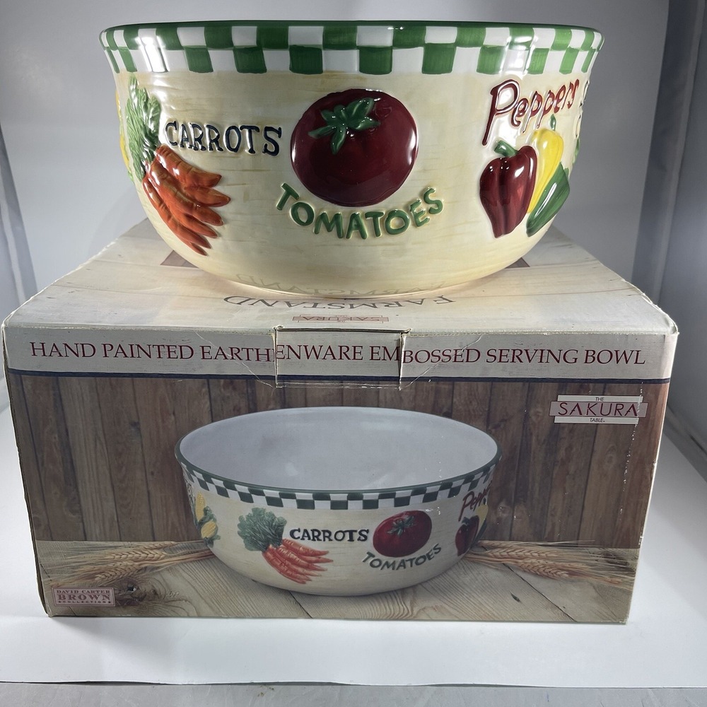 Sakura David Carter Brown 10" Embossed 3D Vegetable Earthenware Serving Bowl